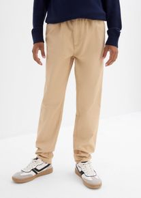 Regular Fit Schlupfhose aus reiner Baumwolle Straight in beige, Gr&ouml;sse 176, 100% Baumwolle, bonprix