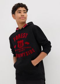 Kapuzensweatshirt in schwarz, Grösse 164/170, 100% Baumwolle, bonprix