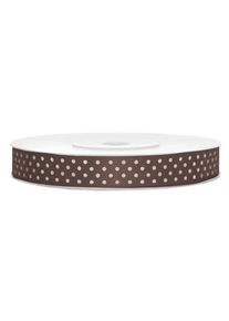 partydeco Ruban satin 25m pois marron