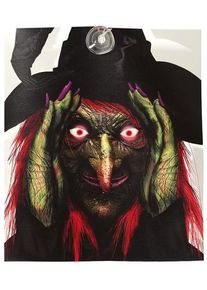 Décoration de fenêtre sorcière lumineuse 28 x 31cm