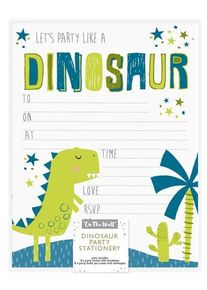 8 inviti a dinosauri e biglietti di ringraziamento