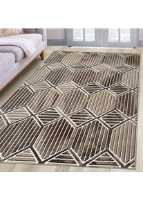 Teppich »Hedly, 3D-Effekt« rechteckig 8 mm Höhe softer Kurzflor, pflegeleicht, leichter Glanz, Scandi-Look , beige , my home , Obermaterial: 85%...