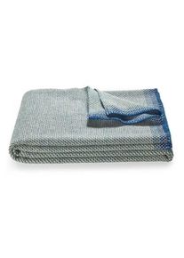 Røros Tweed Lammwolldecke Una Blau-Grau