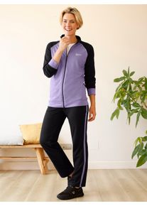 Witt Damen Freizeithose mit Kontraststreifen, schwarz-lavendel, Gr&ouml;&szlig;e 36/38, 60% Baumwolle, 40% Polyester
