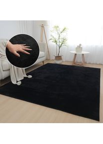 my home Teppich »Cali, weich, modern, waschbar« rechteckig 16 mm Höhe Uni-Farben, kuschelig, & weich, Wohnzimmer, Schlafzimmer, Esszimmer , schwarz , my...