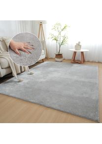 Teppich »Cali, weich, modern, waschbar« rechteckig 16 mm Höhe Uni-Farben, kuschelig, & weich, Wohnzimmer, Schlafzimmer, Esszimmer , grau , my home...