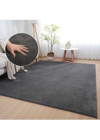 my home Teppich »Cali light, weich, modern, waschbar« rechteckig 13 mm Höhe Uni-Farben, kuschelig, & weich, Wohnzimmer, Schlafzimmer, Esszimmer , grau , my...