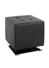 Hocker HAKU, drehbar, gepolstert, B 400 x T 400 x H 420 mm, Kunstleder und Stahl, schwarz-chrom