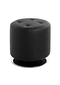 Hocker HAKU, rund, drehbar, gepolstert, Ø 400 x H 400 mm, Kunstleder und Stahl, schwarz-chrom