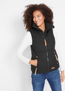 Outdoor-Weste mit Stehkragen in schwarz, Grösse 36, 100% Baumwolle, bonprix