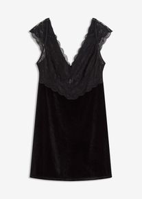 Nuisette en velours en noir, Taille 52/54 (XXL), bonprix