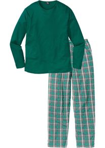 Pyjama aus reiner Baumwolle und mit langen Ärmeln in grün, Grösse 56/58 (XL), 100% Baumwolle, bonprix