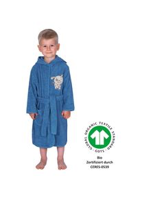 W&ouml;rner W&ouml;rner, Kinderbademantel &raquo;Hund&laquo; mit Stickerei, mit Taschen, maschinenwaschbar, trocknergeeignet, rauchblau, Baumwoll-Webfrottier