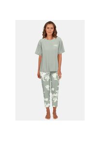 Tom Tailor , Capri-Pyjama »Kenmare«, (2 tlg.), mit Muster, Kurzarm, Rundhalsausschnitt, lange Hose, Viskosemix , grün , Damenpyjama von Tom Tailor