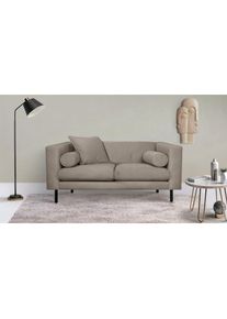 Home Affaire 2-Sitzer »Lillibeth Designsofa mit Wellenunterfederung, Masse B/T/H: 155/74/83 cm« Zierkissen als Wendekissen, in Samtoptik oder Cord , braun ,...