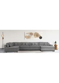 Wohnlandschaft »Skara XXL U-Form«, Lounge-Sofa XXL mit Federkern-Polsterung, in vielen Bezugsvarianten , grau , Home Affaire