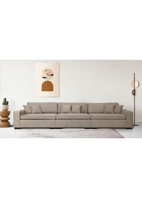 Home Affaire, Home Affaire 3-Sitzer &raquo;Skara XXL&laquo; Lounge-Sofa XXL mit Federkern-Polsterung, in vielen Bezugsvarianten, dunkelbeige, 100% Polyester, B/H/