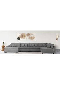 Home Affaire, Home Affaire Wohnlandschaft &raquo;Skara XXL U-Form&laquo; Lounge-Sofa XXL mit Federkern-Polsterung, in vielen Bezugsvarianten, hellgrau, 100% 