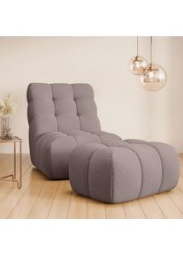 Home Affaire XXL-Sessel »AURELIAN Loveseat XXL mit Hocker im Set, Lese-Sessel, Relaxsessel,«, mit Wellenunterfederung, Struktur fein, Struktur grob, Velours ,...