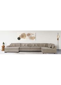 Wohnlandschaft »Skara XXL U-Form«, Lounge-Sofa XXL mit Federkern-Polsterung, in vielen Bezugsvarianten , beige , Home Affaire