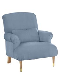 XXL-Sessel »Cholet Sessel«, mit Zierkissen und Beinen aus Eiche, Bezugsqualität: Baumwollmix, Big , blau , Home Affaire