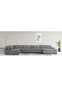 Wohnlandschaft »Skara U-Form«, Lounge-Sofa mit Federkernpolsterung, in vielen Bezugsvarianten , grau , Home Affaire