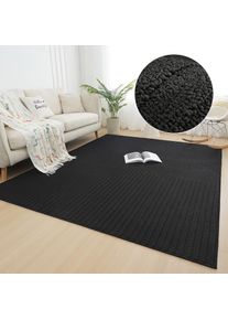 my home Teppich »Jola Hoch-Tief-Design, Scandi-Look, Zen« rechteckig 10 mm Höhe Boho, Modern, 3D, Wohnzimmer, Schlafzimmer, wasserabweisend , schwarz , my...