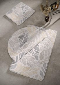 Tapis de salle de bain à mémoire de forme en gris2 (Tapis WC suspendu 45/50 cm), Couleur/Motif: gris/beige, bonprix