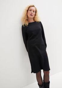 Sweatkleid mit Ballon&auml;rmeln und Schlitz in schwarz, Gr&ouml;sse 36/38 (S), bonprix
