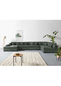 Home Affaire, Home Affaire Wohnlandschaft &raquo;Skara XXL U-Form&laquo; Lounge-Sofa XXL mit Federkern-Polsterung, in vielen Bezugsvarianten, grau, 100% Polyester
