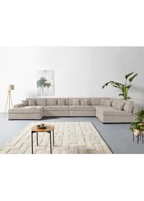 Wohnlandschaft »Skara XXL U-Form«, Lounge-Sofa XXL mit Federkern-Polsterung, in vielen Bezugsvarianten , beige , Home Affaire
