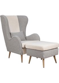 Home Affaire Sessel »Salla Bezug Bouclé oder Struktur fein, Ohrensessel«, wahlweise mit oder ohne Hocker; grosser Sessel: Masse B/T/H: 78/94/118cm , beige ,...