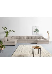 Wohnlandschaft »Skara XXL U-Form«, Lounge-Sofa XXL mit Federkern-Polsterung, in vielen Bezugsvarianten , beige , Home Affaire