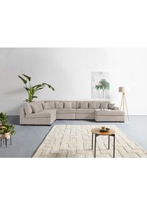 Home Affaire, Home Affaire Wohnlandschaft &raquo;Skara U-Form&laquo; Lounge-Sofa mit Federkernpolsterung, in vielen Bezugsvarianten, natur, 100% Polyester, B/H/T:
