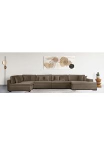 Home Affaire, Home Affaire Wohnlandschaft &raquo;Skara XXL U-Form&laquo; Lounge-Sofa XXL mit Federkern-Polsterung, in vielen Bezugsvarianten, taupe, 100% 