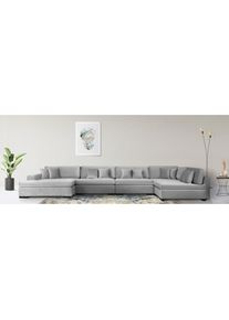 Home Affaire, Home Affaire Wohnlandschaft &raquo;Skara U-Form&laquo; Lounge-Sofa mit Federkernpolsterung, in vielen Bezugsvarianten, grau, 100% Polyester, B/H/T: 