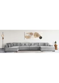 Wohnlandschaft »Skara XXL U-Form«, Lounge-Sofa XXL mit Federkern-Polsterung, in vielen Bezugsvarianten , grau , Home Affaire