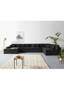 Home Affaire, Home Affaire Wohnlandschaft &raquo;Skara XXL U-Form&laquo; Lounge-Sofa XXL mit Federkern-Polsterung, in vielen Bezugsvarianten, anthrazit, 100% 