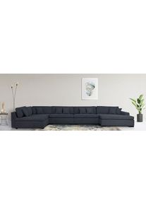 Wohnlandschaft »Skara U-Form«, Lounge-Sofa mit Federkernpolsterung, in vielen Bezugsvarianten , blau , Home Affaire