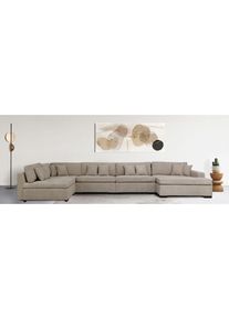 Wohnlandschaft »Skara XXL U-Form«, Lounge-Sofa XXL mit Federkern-Polsterung, in vielen Bezugsvarianten , beige , Home Affaire