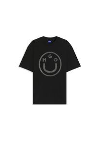 HUGO Blue , Rundhalsshirt »Oversized Tee«, Happy Hugo Print, unisex , schwarz , T-Shirt von HUGO Blue