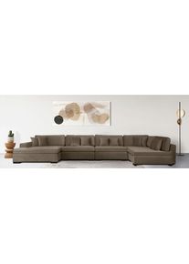 Home Affaire, Home Affaire Wohnlandschaft &raquo;Skara XXL U-Form&laquo; Lounge-Sofa XXL mit Federkern-Polsterung, in vielen Bezugsvarianten, taupe, 100% 