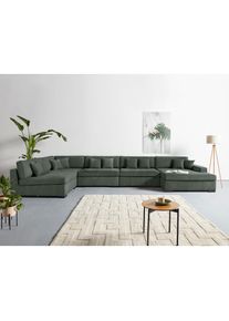 Home Affaire, Home Affaire Wohnlandschaft &raquo;Skara XXL U-Form&laquo; Lounge-Sofa XXL mit Federkern-Polsterung, in vielen Bezugsvarianten, grau, 100% Polyester