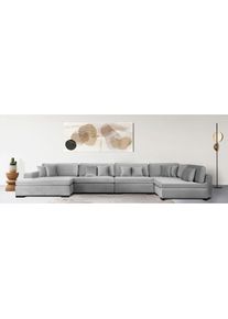 Home Affaire, Home Affaire Wohnlandschaft &raquo;Skara XXL U-Form&laquo; Lounge-Sofa XXL mit Federkern-Polsterung, in vielen Bezugsvarianten, grau, 100% Polyester