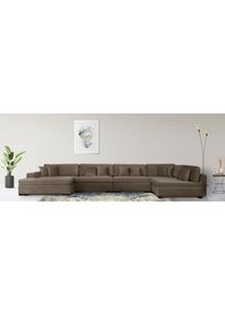 Home Affaire, Home Affaire Wohnlandschaft &raquo;Skara U-Form&laquo; Lounge-Sofa mit Federkernpolsterung, in vielen Bezugsvarianten, taupe, 100% Polyester, B/H/T: