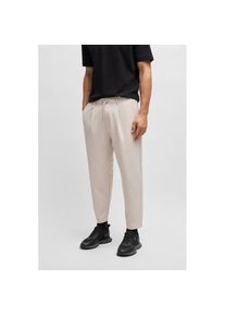 BOSS Green, Herren, BOSS Green Webhose &raquo;T Convert-Pleat&laquo; mit Zugbund und Markenlabel Bundfaltenhose Anzughose Stretchhose, open beige284, 52, N-Gr, 