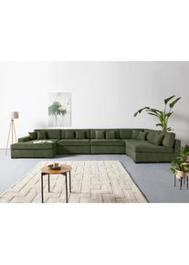 Home Affaire, Home Affaire Wohnlandschaft &raquo;Skara XXL U-Form&laquo; Lounge-Sofa XXL mit Federkern-Polsterung, in vielen Bezugsvarianten, gr&uuml;n, 100% Polyester