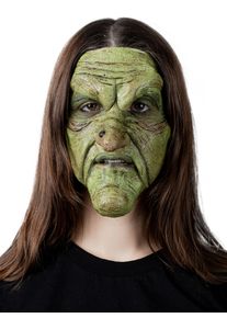Gr&uuml;ne Hexe Maske zum Ankleben