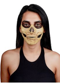 Sch&auml;del Teilmaske zum Ankleben knochenfarben