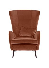 Sessel »Sallito, TV-Sessel, Ohrensessel mit«, Hocker, in vielen Bezugsqualitäten, auch in Samtcord , orange , Home Affaire